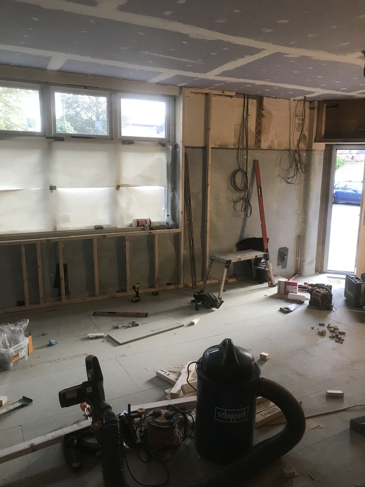 Room stripped back to studwork ready for refurbishment
